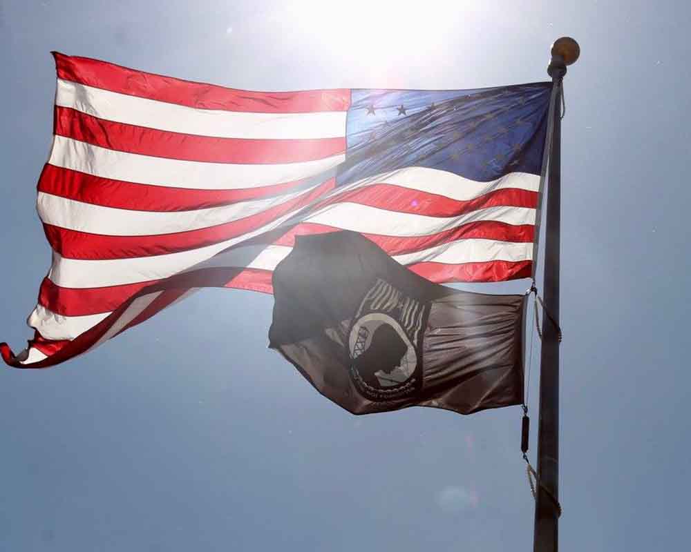 US Flag and POW MIA flag