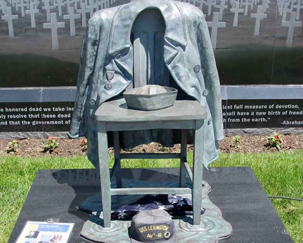 Peacoat monument at the Orion Veterans Memorial