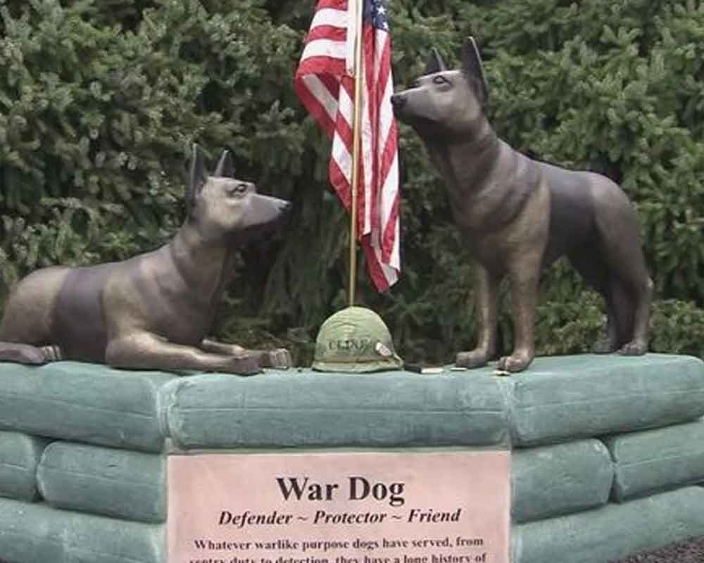 War Dogs monument at the Orion Veterans Memorial