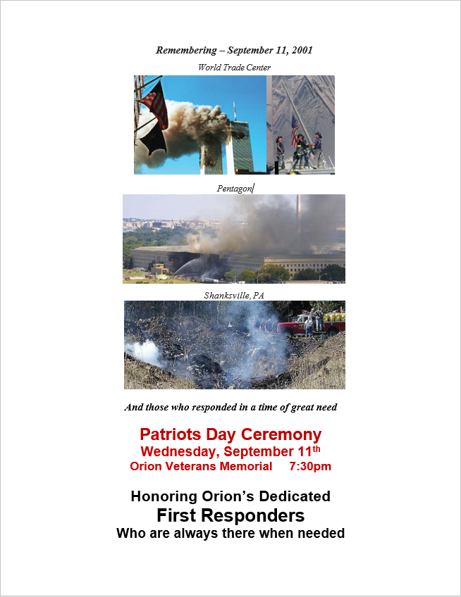 Patriots Day Ceremony Flyer